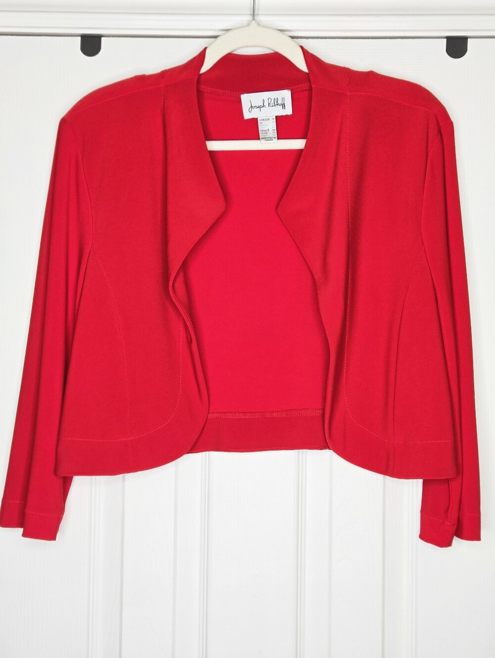 Joseph Ribkoff Red Cropped Jacket , Workwear, Vibrant, Dressy